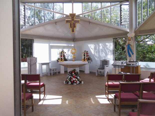 The Blessed Sacrament in the glass chapel